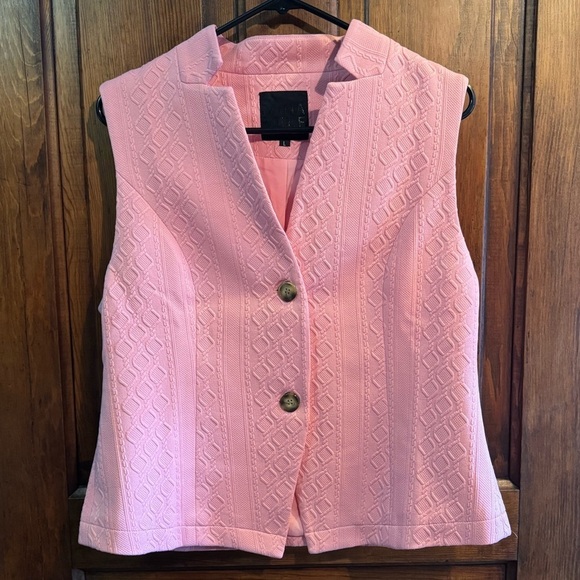 Mina Self Jackets & Blazers - Mina Self Textured Vest Size Large Pink 2 Buttons